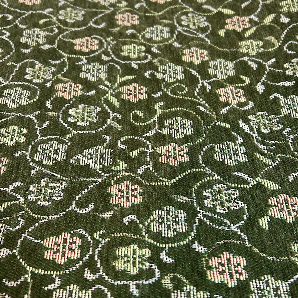Elegant Olive Green Jacquard Table Runner with Fringe Tassels – 81” Total Length - Picture 2 of 3